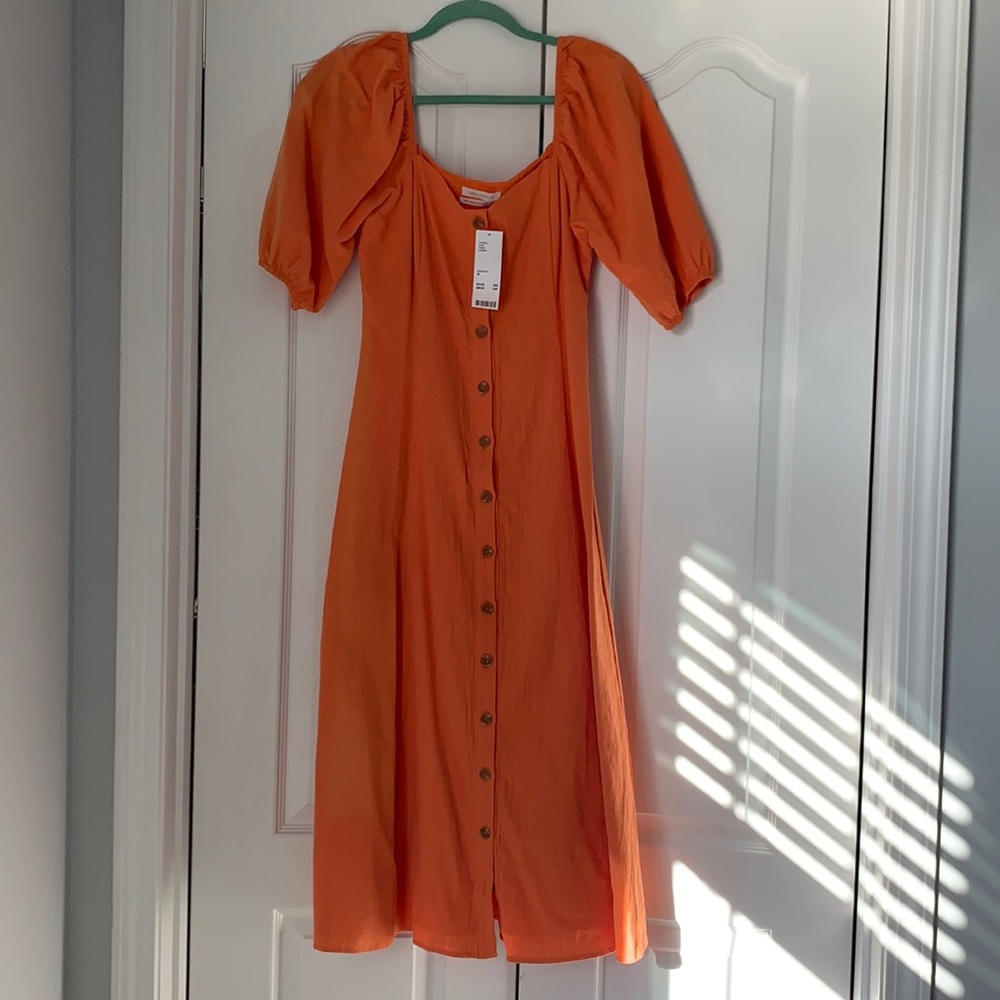 Urban Outfitters Orange, Button down, Mid Dress